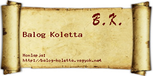 Balog Koletta névjegykártya